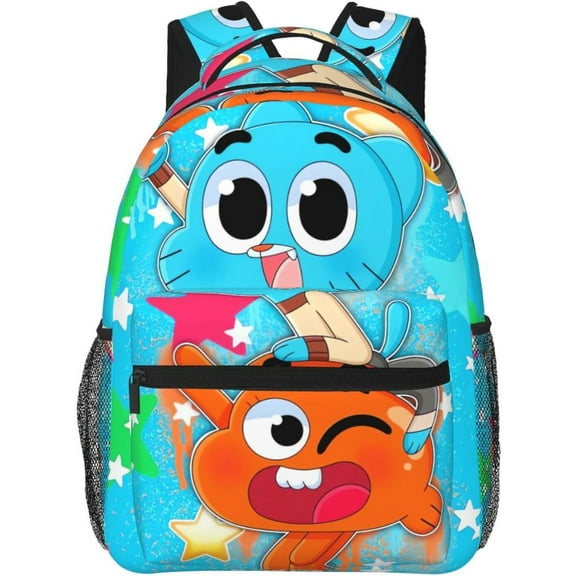 Anime The Amazing World of Gumball Backpack Canvas Funny Couple Backpacks 3D Large Capacity Travel Bags Gym Daypack Unisex