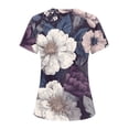 thumbnail image 4 of OIOLOYJM Scrub Tops for Women 2026 Medical V-Neck Short Sleeve Vintage Floral Print Scrubs Cotton Work T Shirts Basic Clothes with Pockets Royal Blue S, 4 of 4