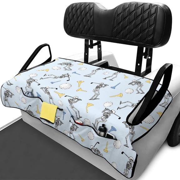 Uourmeti Golf Cart Seat Covers Pockets, Compatible with Sports Summer, Golf Cart Seats Cushion Fit for EZGO TXT RXV 2 Passenger, Skeleton Golf Swing Pattern