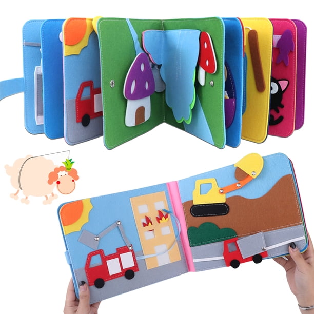 Libro Montessori De Fieltro Interactivo, Juguete Para Niños Pequeños, Juguete De Viaje, Tela Lavable, Libro Ocupado, Juguete Educativo, Aprendizaje Temprano En Edad Preescolar Muyoka Hogar