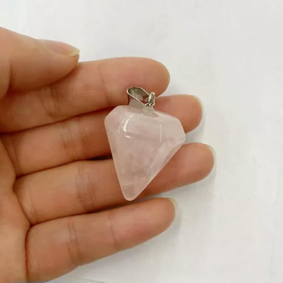 HOOUN New Hexagonal Cone Flexible Pendulum Semi Stone Pendant Necklace Jewelry DIY -Rose Quartz