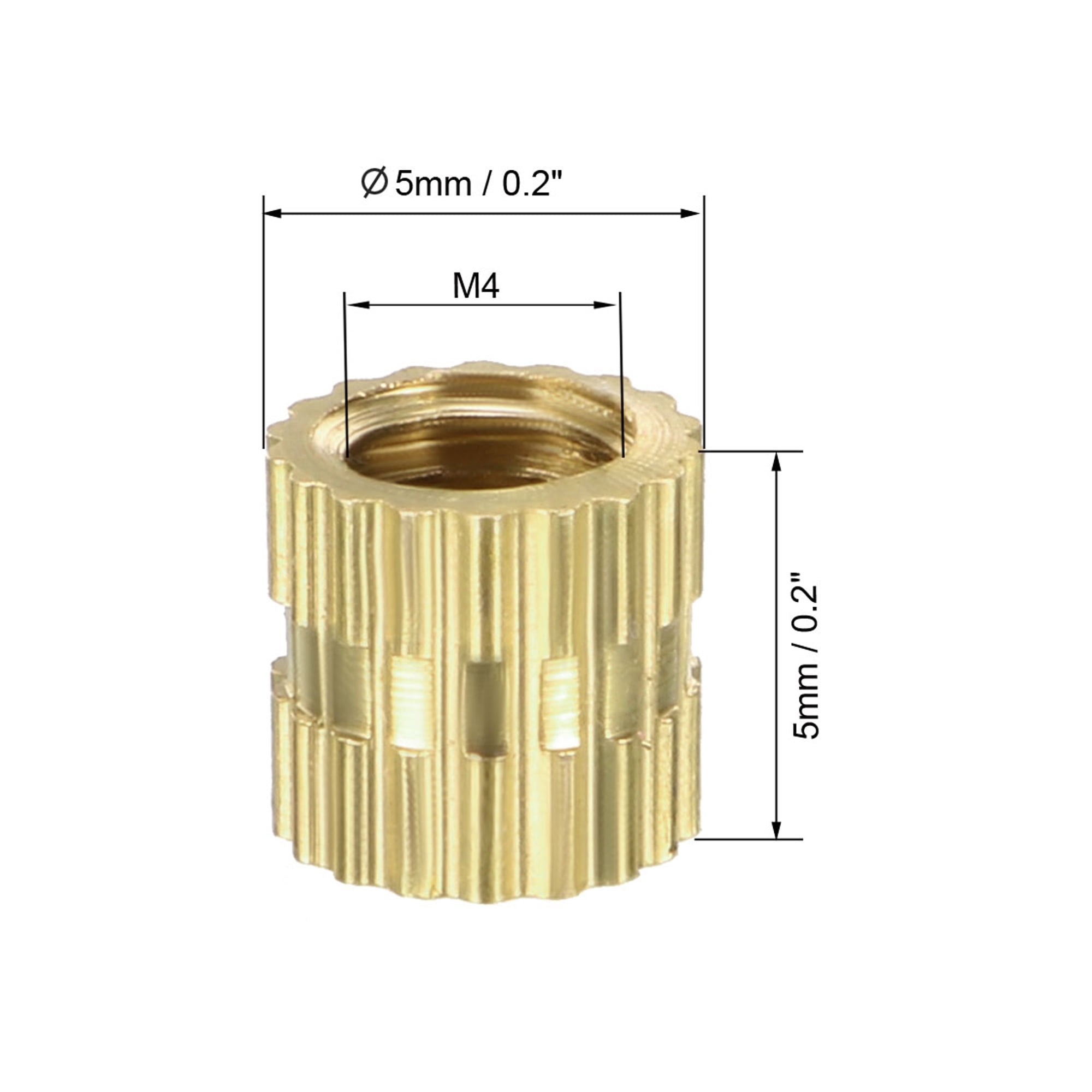 M4 x 5mm(L) x 5mm(OD) Female Thread Brass Knurled Threaded Insert ...