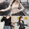 thumbnail image 3 of Ruifaya Camisa de manga larga acampanada Camiseta de mujer que resalta la curva de la cintura delgada }э ыш, 3 of 7