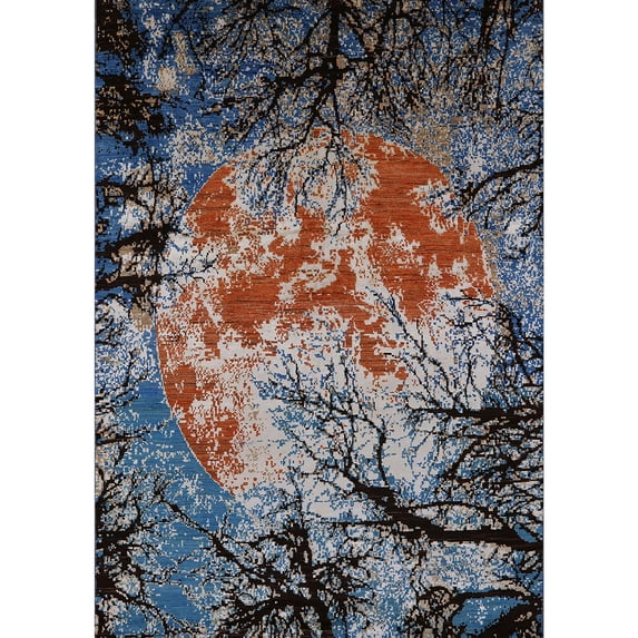 Ahgly Company Indoor Rectangle Mid-Century Modern Old Burgundy Brown Area Rugs, 2' x 4'