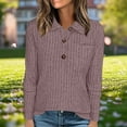 thumbnail image 2 of DDAPJ pyju Womens Ribbed Knit Polo Shirt Business Casual Golf Shirt Long Sleeve Knitted Collared T-Shirt with Chest Pocket Purple XL, 2 of 8