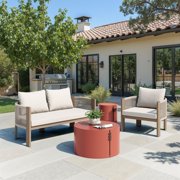 Bayu Coffee Table Brown Coffee Table, Modern Style, Powder Coated Aluminum round shape tabletop, Aluminum, Outdoor Living