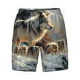 thumbnail image 4 of Lsque Mens Swim Trunks Wolf Family Winter Wonderland Pattern - Bathing Suit Compression Liner - Beach Swim Shorts Swimwear - (S-3XL) - Stretch Quick Dry -, 4 of 9