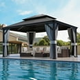 Pamapic 12 ft. x 14 ft. Outdoor Black Metal Hardtop Gazebo with