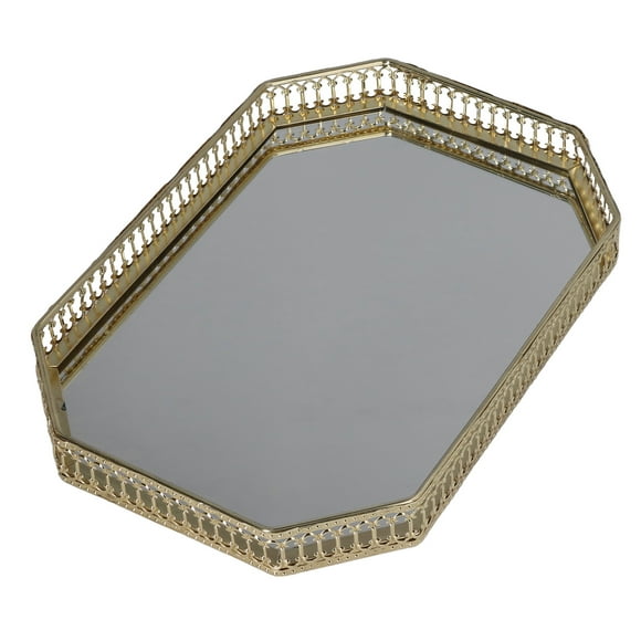 Mirror Tray, Retro Style Compact Size Gold Tray For Room