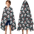 thumbnail image 3 of Green Skull Rose Pattern Hooded Bath Towel，60"x35" for Ages 3 To 12 Kids, Quick Dry Lightweight Soft Microfiber Hood Beach Towel Cover Up for Kids, 3 of 7