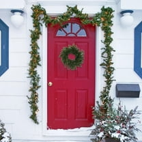 Christmas Wreath, Xmas Door Wreath with Hanger, Christmas Decor Winter Wreath with Red White Berry Pine Cone Eucalyptus, Artificial Wreath Decorations for Indoor Outdoor Use
