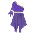thumbnail image 5 of Alvivi Women's Irregular Liturgical Praise Worship Dance Dress One Shoulder Sequin Trim Tunic Purple S, 5 of 7