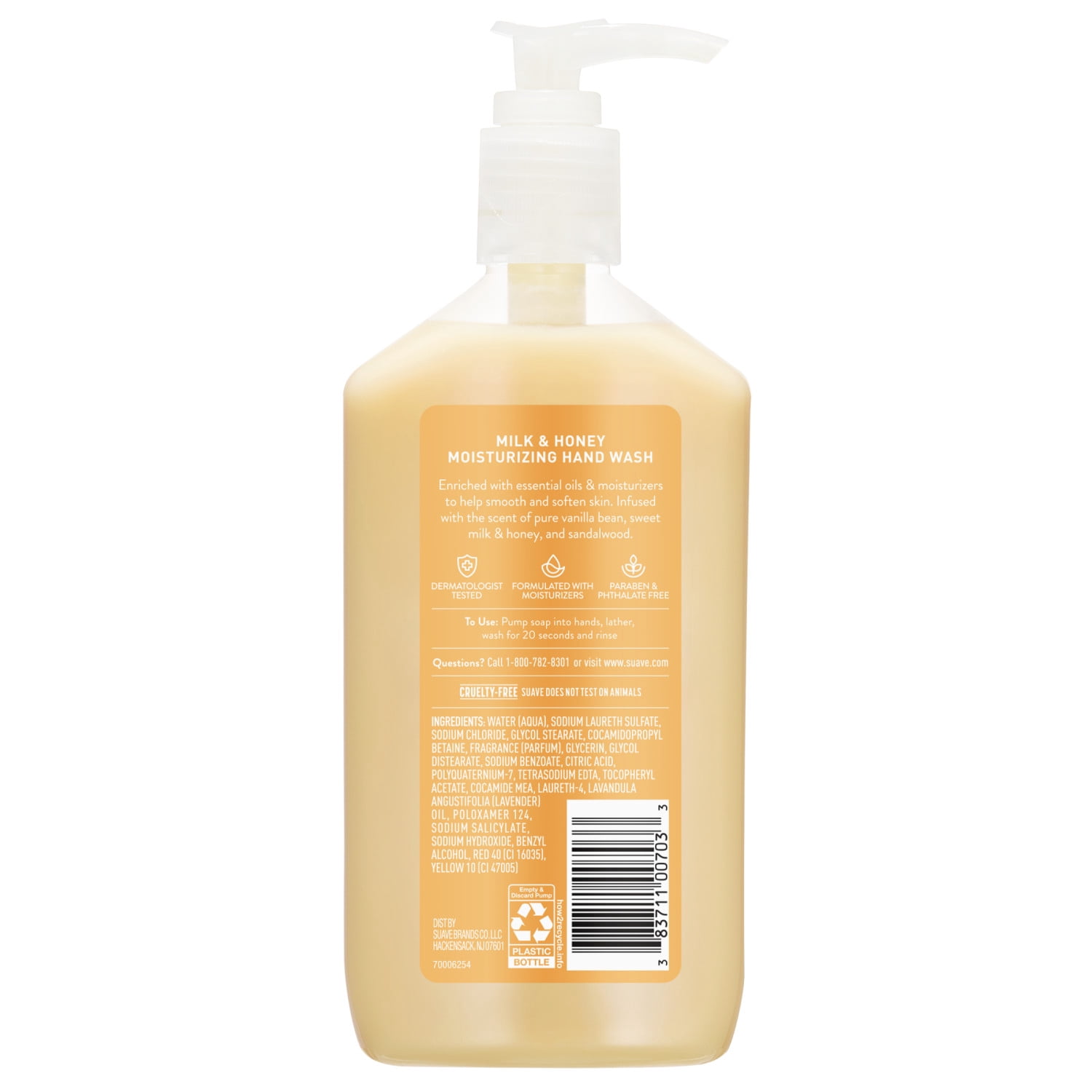 (6 pack) Suave Moisturizing Milk & Honey Hand Soap, Gentle Cleanser for Hands, 12 FL OZ