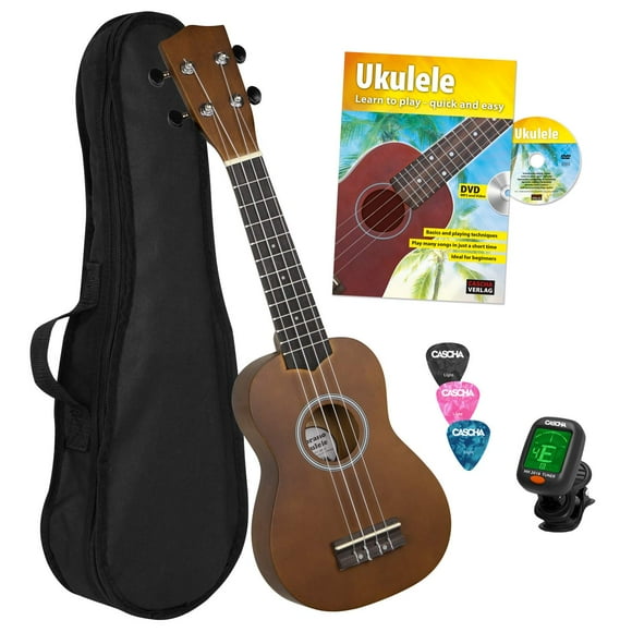 CACHHA, Ensemble de Démarrage d'Ukulélé à 4 Cordes avec Sac, 3 Piques, Méthode Ukulélé, Tuner (HH 3956 GB)