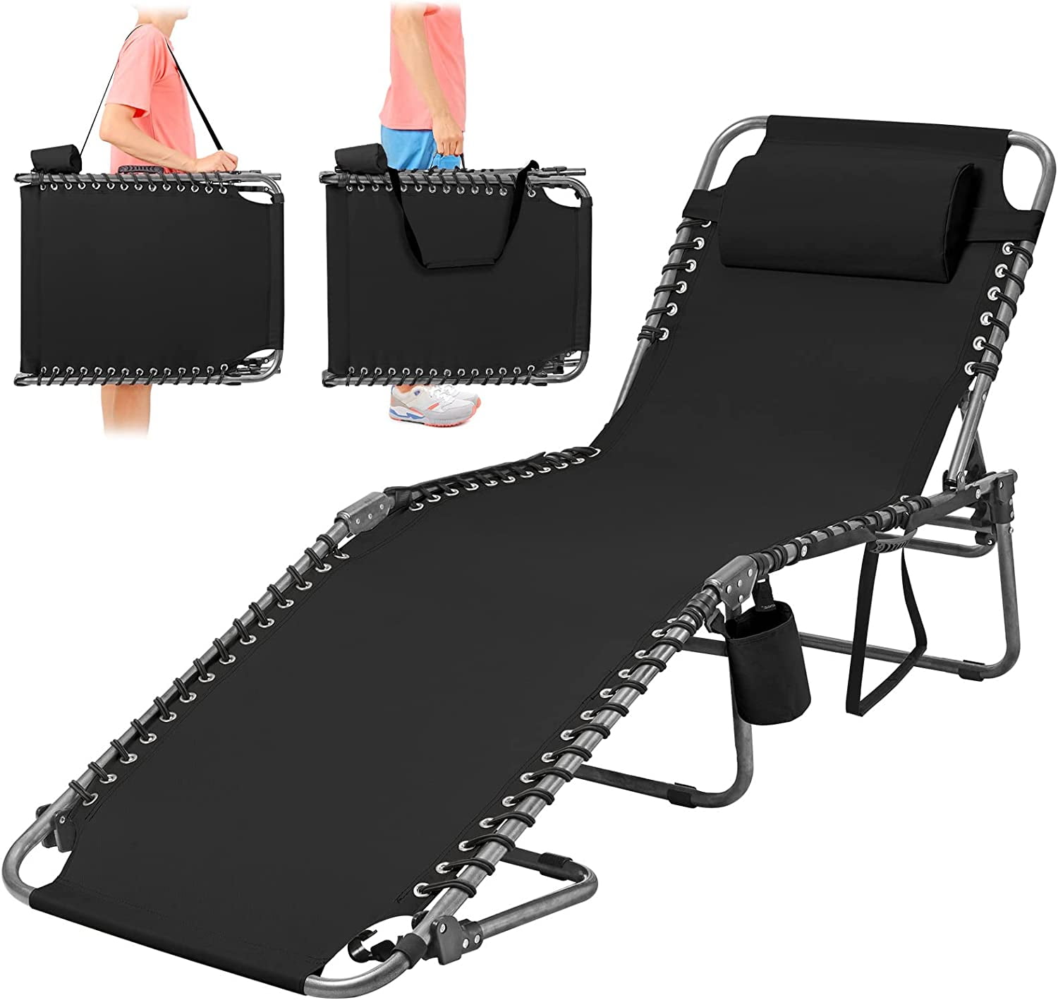 Heavy Duty Folding Chaise Lounge Chair for Beach Outdoor Patio Pool