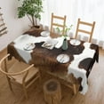 thumbnail image 5 of Cow Print Rectangle Tablecloth Brown White Cowhide Western Farmhouse Style Table Cloth for Kitchen Dining Tablecloths Table Cover Decor for Party Patio 60 x 84 Inch, 5 of 6