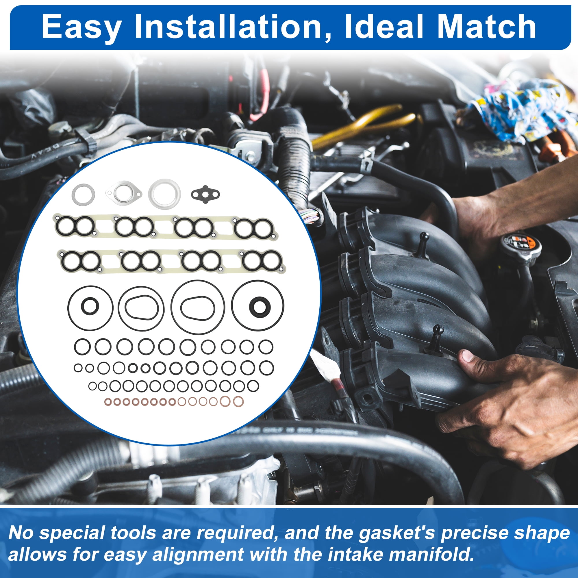 MIS19311 Lower and Upper Intake Manifold Plenum Gasket for Ford E350 E450 Excursion F250 F350 F450 F550 Super Duty 6.0L V8 Turbo-Power Stroke