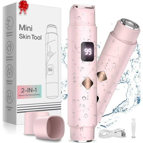 Amybaby Women's 2-in-1 Electric Bikini & Body Trimmer - Painless Electric Razor Pubic Body Hair Trimmer, IPX8 Waterproof, 120 Min Runtime, Cordless USB-C