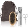 thumbnail image 1 of Beard Care Set for Men, Mane Stainless Steel Beard Brush Comb Shaving Set Modeling Cleaning Care Kit + Cloth Bag, 1 of 8