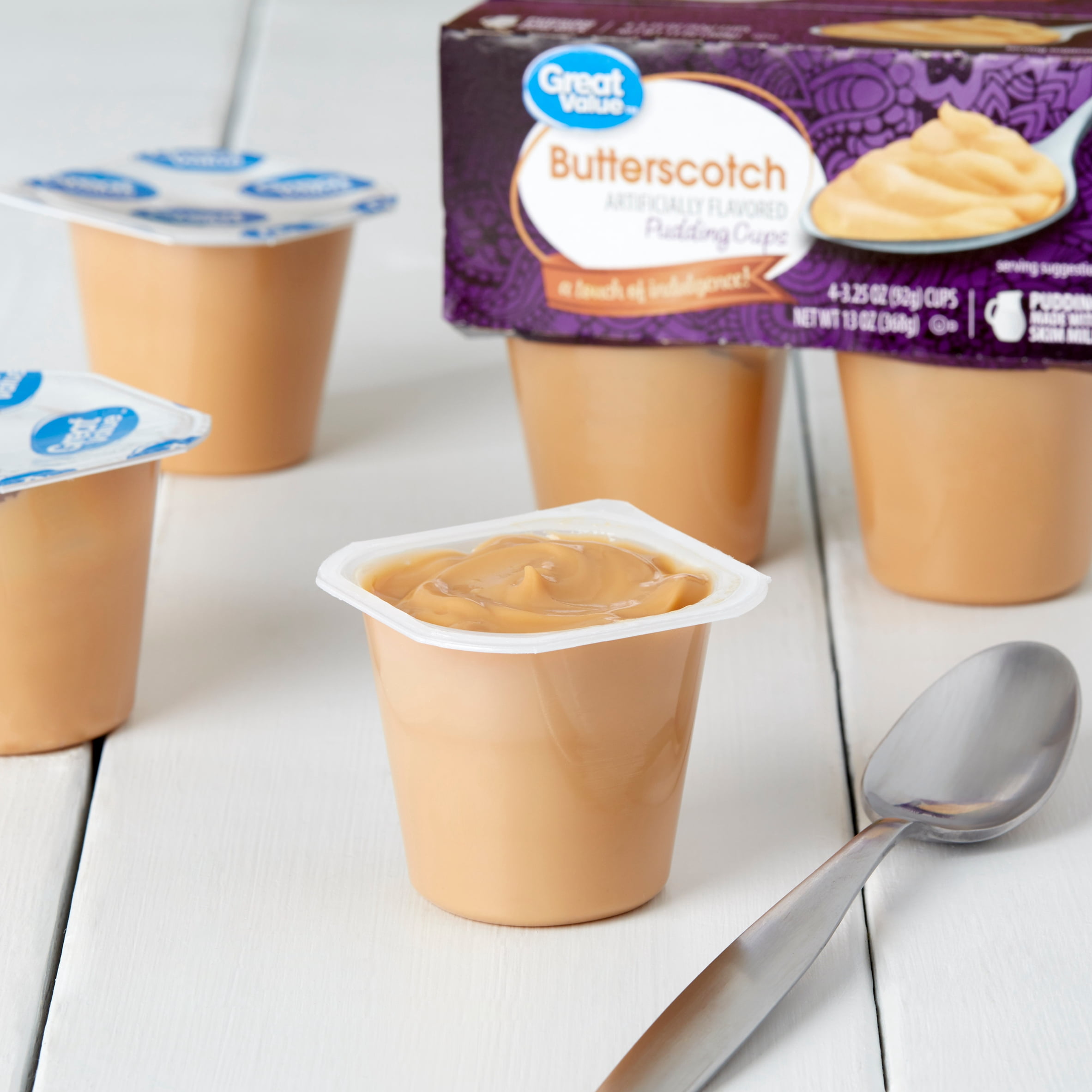 Great Value Gluten-Free Butterscotch Pudding Cups, 3.25 Oz, 4 Count