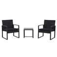 thumbnail image 3 of JOIVI 3 Pieces Wicker Patio Bistro Set, Outdoor Rattan Furniture Conversation Set with Tempered Glass Top Table for Porch, Balcony, Deck, Backyard, Black, 3 of 9