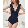 thumbnail image 7 of YNIQUE Women's One Piece Swimsuits Costume Tummy Control Ruffle V-Neck Push Up Monokinis Swimming Swimsuits for Women, 7 of 7