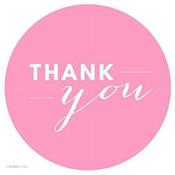 Bubblegum Pink Chic Thank You Circle Favor Labels, 40-Pack