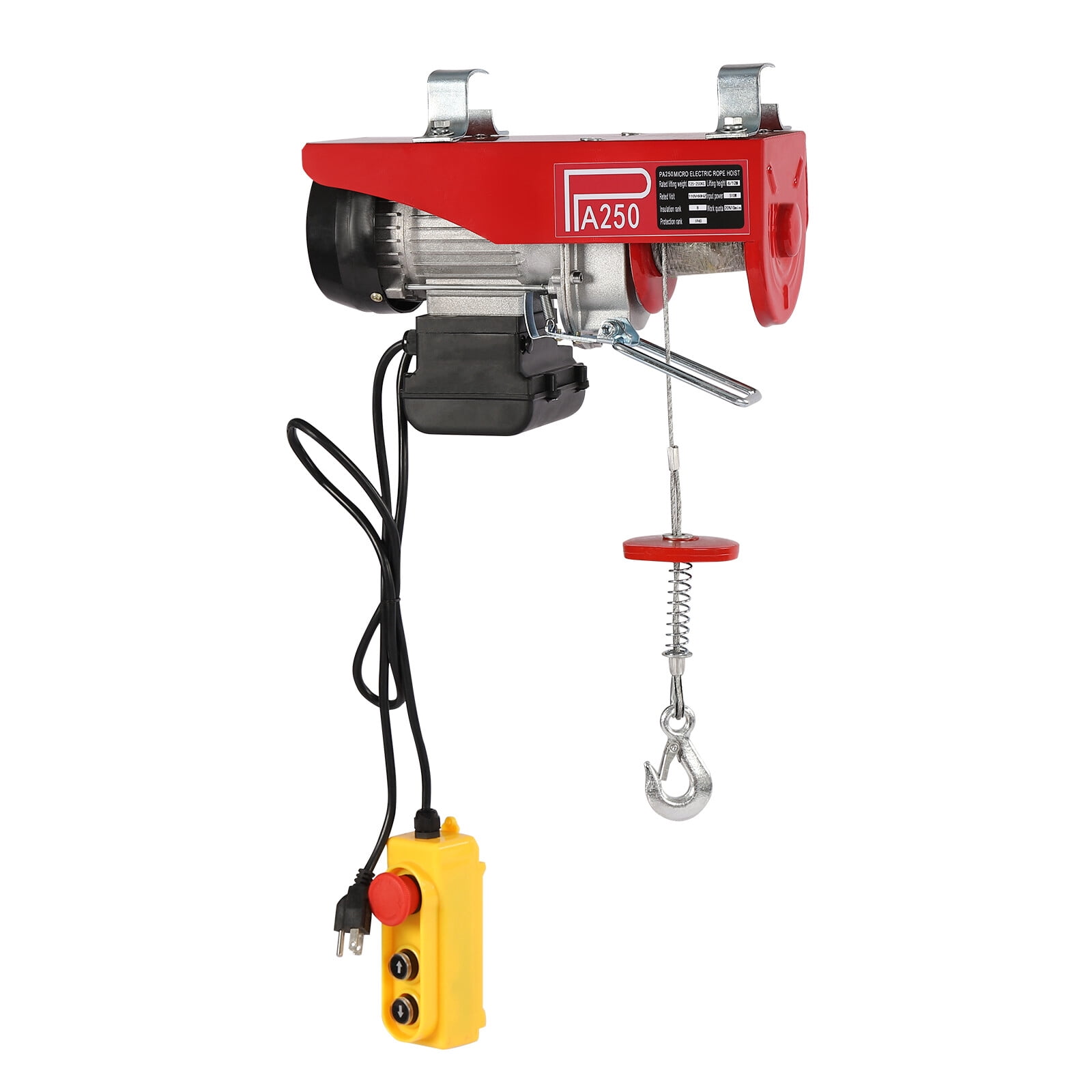 510W Electric Hoist Winch Hoist Crane Lift 550LBS 110V with Wired Remote Control