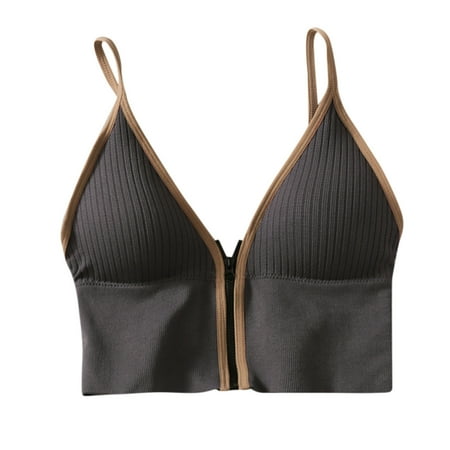 

Yubnlvae Seamless Women s Zipper Vest Deep Wrapped V Rimless Chest