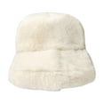 thumbnail image 3 of QLEICOM Winter Hats for Women,Womens Hats,Women's Faux Bunny Fur Bucket Hat with Deep Crown and Plush Texture Winter Fisherman Style Cap for Fashion Cold Weather Protection Beige, 3 of 3