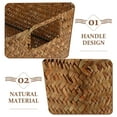 thumbnail image 4 of BESTOYARD Rectangular Sundries Organizer Basket with Handle Natural Seaweed Material, 4 of 5