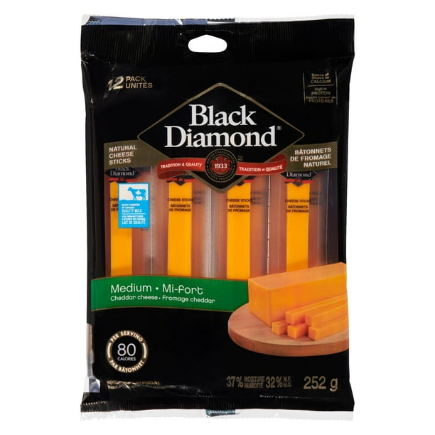 Black Diamond Bâtonnets de fromage naturel Cheddar mi-fort Paq. de 12, 252 g