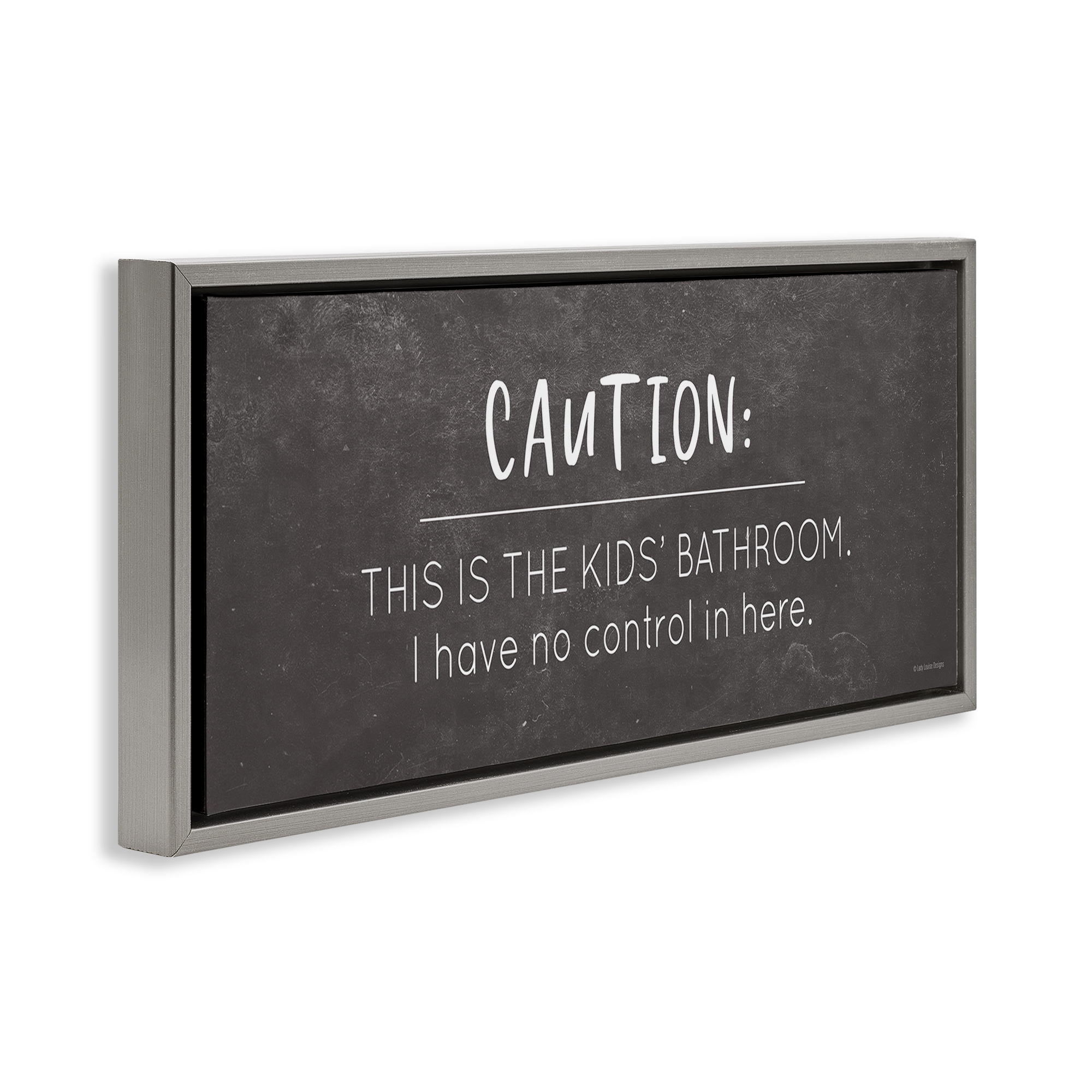 Stupell Industries No Control Here Bathroom Typography Painting Gray Floater Framed Canvas Art Print Wall Art, 25 x 11