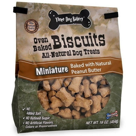 Three Dog Bakery Biscuits Miniature Peanut Butter, 32