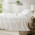 thumbnail image 7 of Virtu Bed Sheets Set, Deep Pocket Rayon Derived from Bamboo Blend Cooling 4 Piece Twin Sheets sets, White, 7 of 7