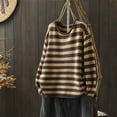 thumbnail image 2 of Sweaters for Women Oversized Crewneck Striped Color Block Spring Fall Knitted Pullover Tops, 2 of 6
