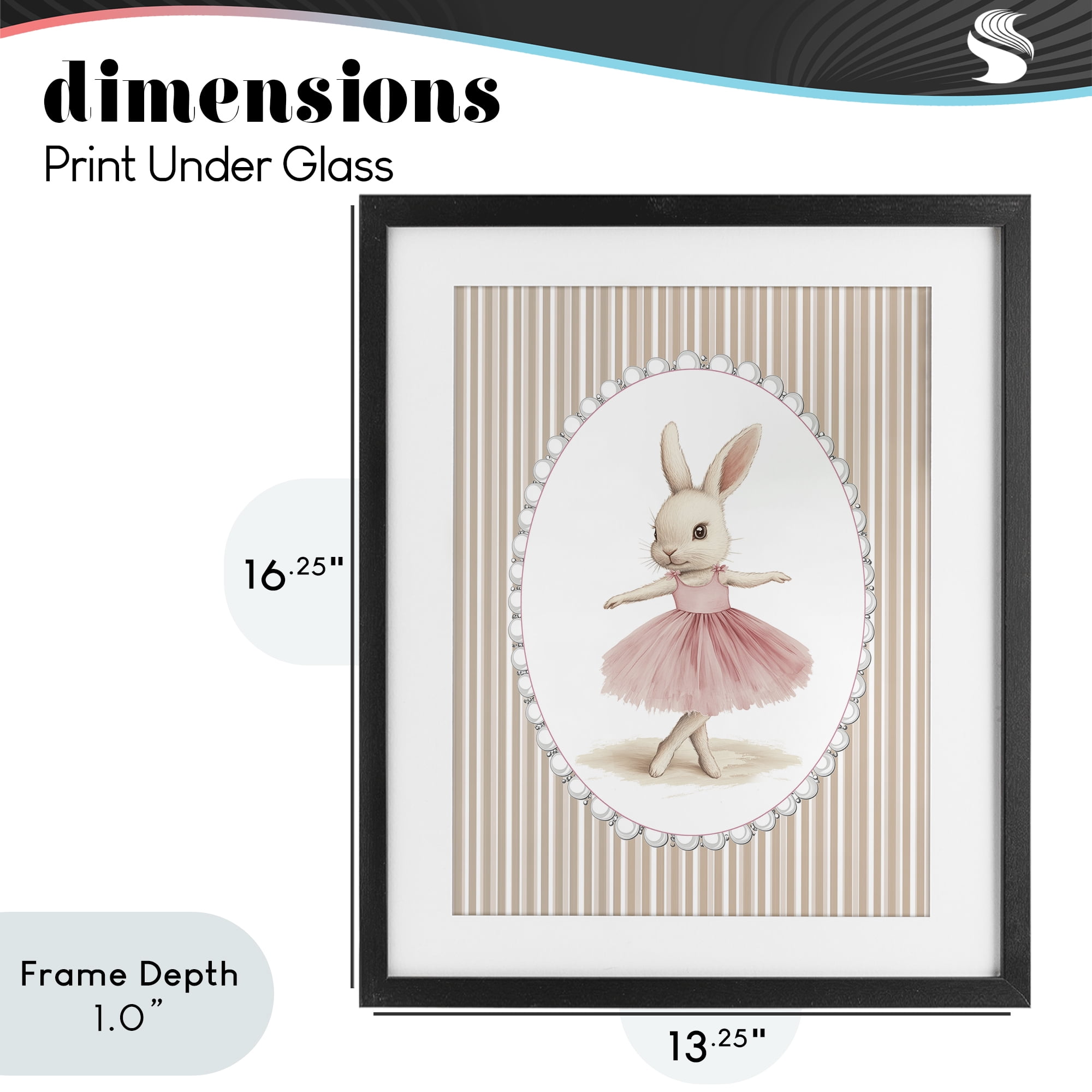 Stupell Industries Woodland Dancer Bunny Black Framed Print Under Glass, design by Christine Simpson Art