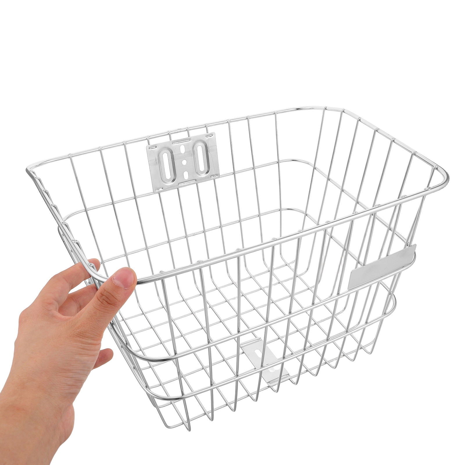CTIRCHIU Cycle Front Basket in Plated Silver Stainless Steel Metal Wire Suitable for Adult Bike Handlebar
