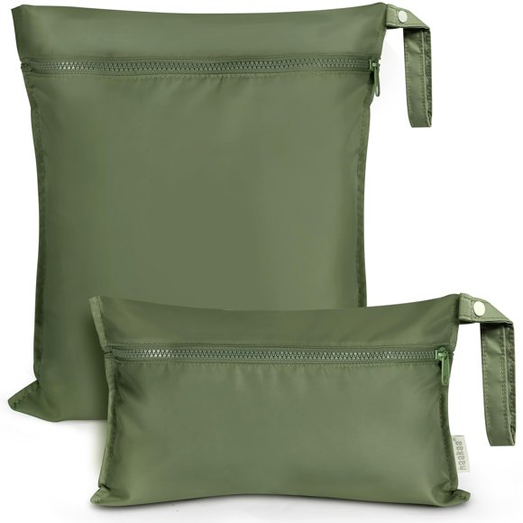 Bolsas Húmedas Impermeables para Bebé haakaa, Juego de 2, Verde Oliva