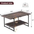 thumbnail image 3 of Farmhouse Wooden Coffee Table with Storage Shelf, 2-Tier 41'' Large Rectangle Center Living Room Sofa Table for Home Office, 104 x 60 x 45 cm, MDF+Metal, Dark Oak, 3 of 7