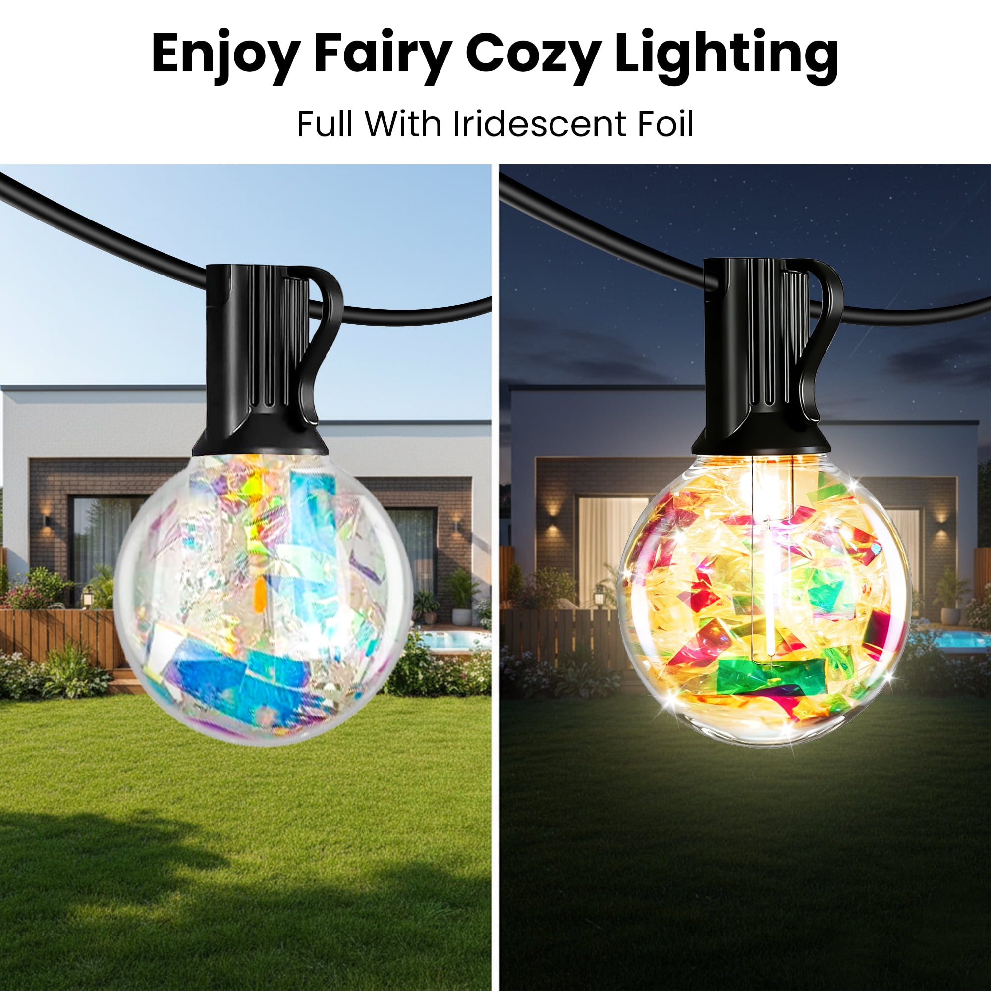 PHOPOLLO 50 ft G40 Outdoor String Lights with 20+1 Shatterproof LED Bulbs (E12 Base), Waterproof Hanging Globe Lights for Patio, Garden, Christmas Decor