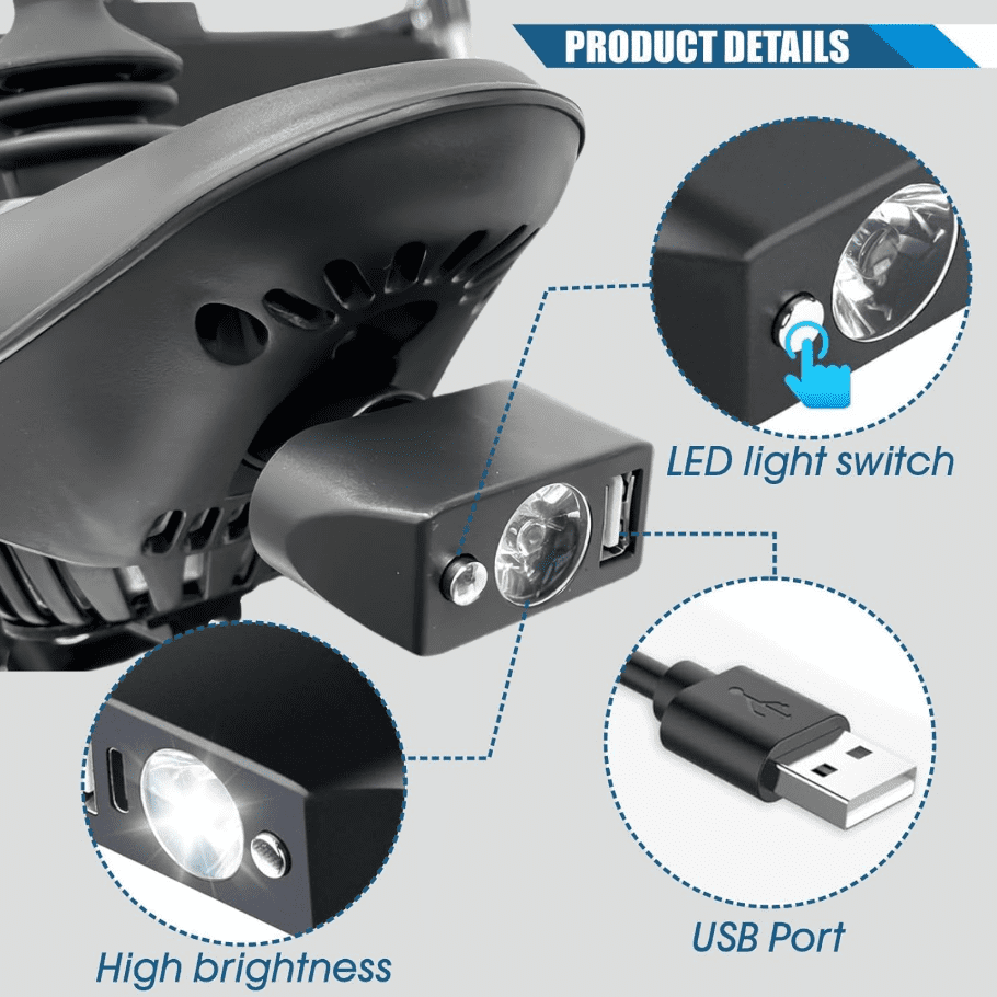 Electric Wheelchair Light LED Night Light High Brightness with USB Charging Port for Improved Nighttime Visibility