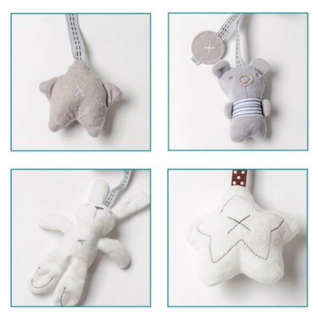 Juguetes sonajeros colgantes para bebés, juguetes sonajeros colgantes para bebés, juguetes de peluche para cuna, cochecito, conejo, estrella, oso, juguetes interactivos, materiales ecológicos
