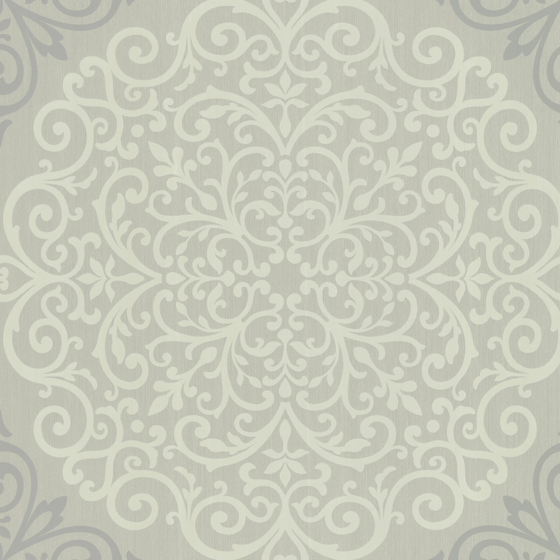 Warner Bros. Studios Cassidy Grey Medallion Damask Wallpaper