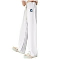 thumbnail image 2 of SGFCWSX Sweatpants for Girls Thin Ice Silk Fashion Print Straight Leg Soft Wide Leg Pants Summer White Size 11 Years, 2 of 4