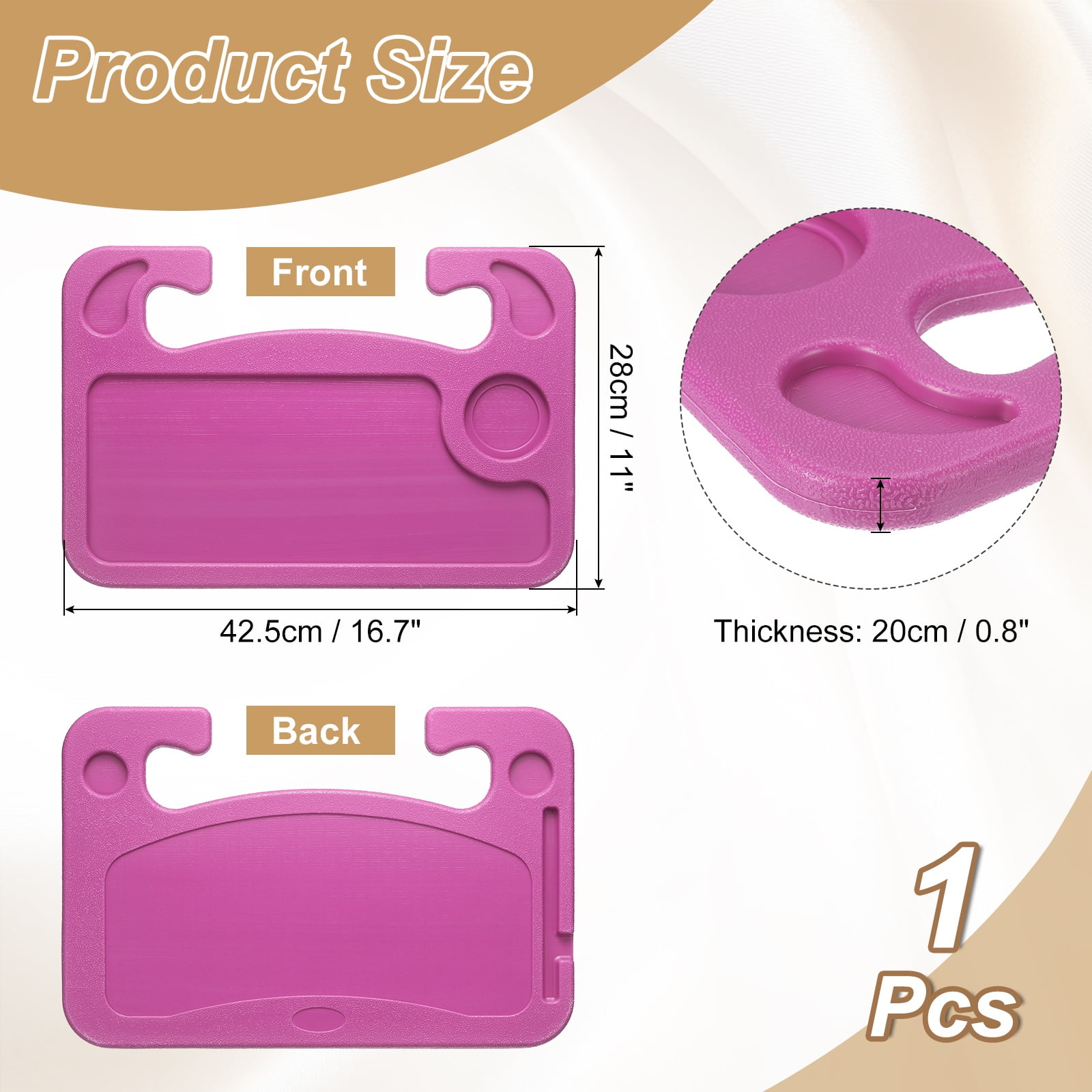 Uxcell 2 in 1 Car Steering Wheel Tray Car Food Trays Auto Steering Wheel Under Table Desk for Eating Food Drink Laptop Writing Work, Pink