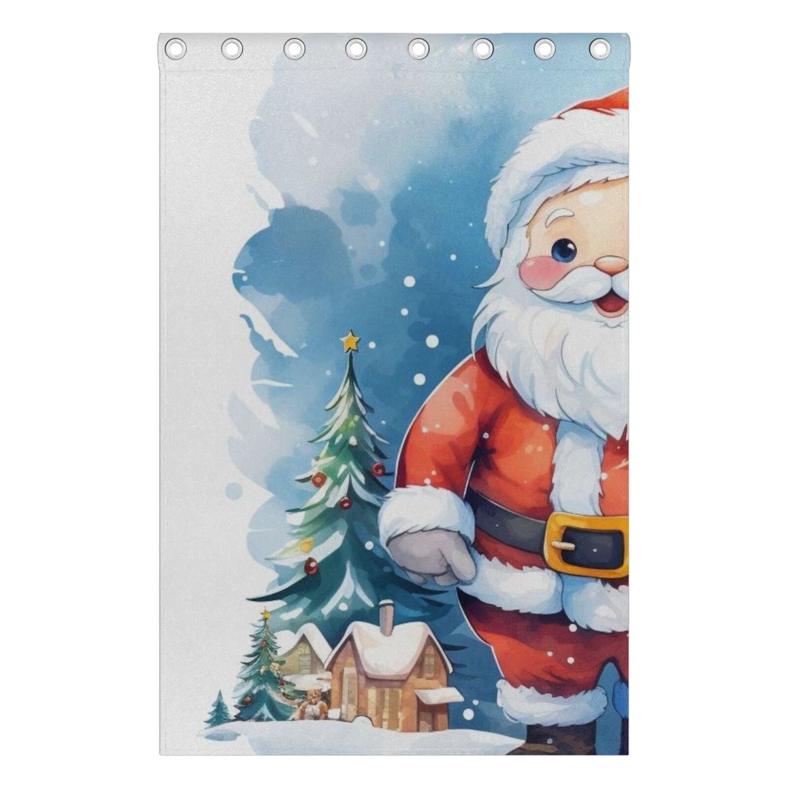 Christmas Santa Claus Trees Houses Black Out Curtains 72 Inch Length Curtains for Sliding Glass Doors Bedroom Living Room 2 Pack