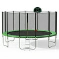 thumbnail image 3 of Trampoline with Enclosure, 16 Feet Kids Outdoor Trampoline with Basketball Hoop/Ladder, Round Trampoline for Indoor Outdoor Backyard, Green, LLL4098, 3 of 5