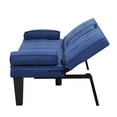thumbnail image 4 of 65" Twin Futon Sofa Bed Couch, Convertible Daybed Sofa with Cup Holders, Adjustable Backrest & Removable Arm Cushions, Folding Couch for Home, Office, or Guest Room, Fold Out Couch Bed Blue, 4 of 5