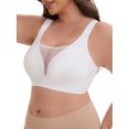thumbnail image 4 of INSPIRE CHIC Women's Mesh Plunge Wirefree Full Coverage Bras Wide Straps Seamless Lightweight Soft Breathable Bra L White, 4 of 4